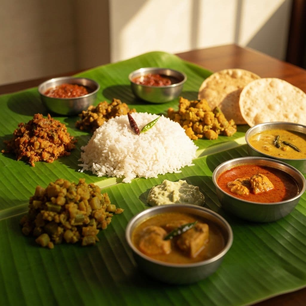 Traditional Kerala food spread
